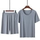 thumbnail image 2 of 2 unids hombres shortsleeve ropa de dormir crewneck casual verano dormir conjunto piel agradable para el verano, 2 of 8