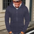 thumbnail image 2 of kpoplk Men's Winter Hoodie Full Zip Fleece Hoodie Running Active Sweatshirt with Kanga Pocket, M Navy, 2 of 5