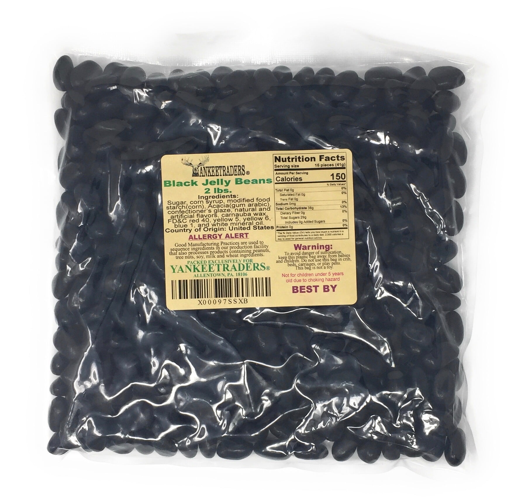 YANKEETRADERS Black Jelly Beans - Licorice Flavor - 2 lbs