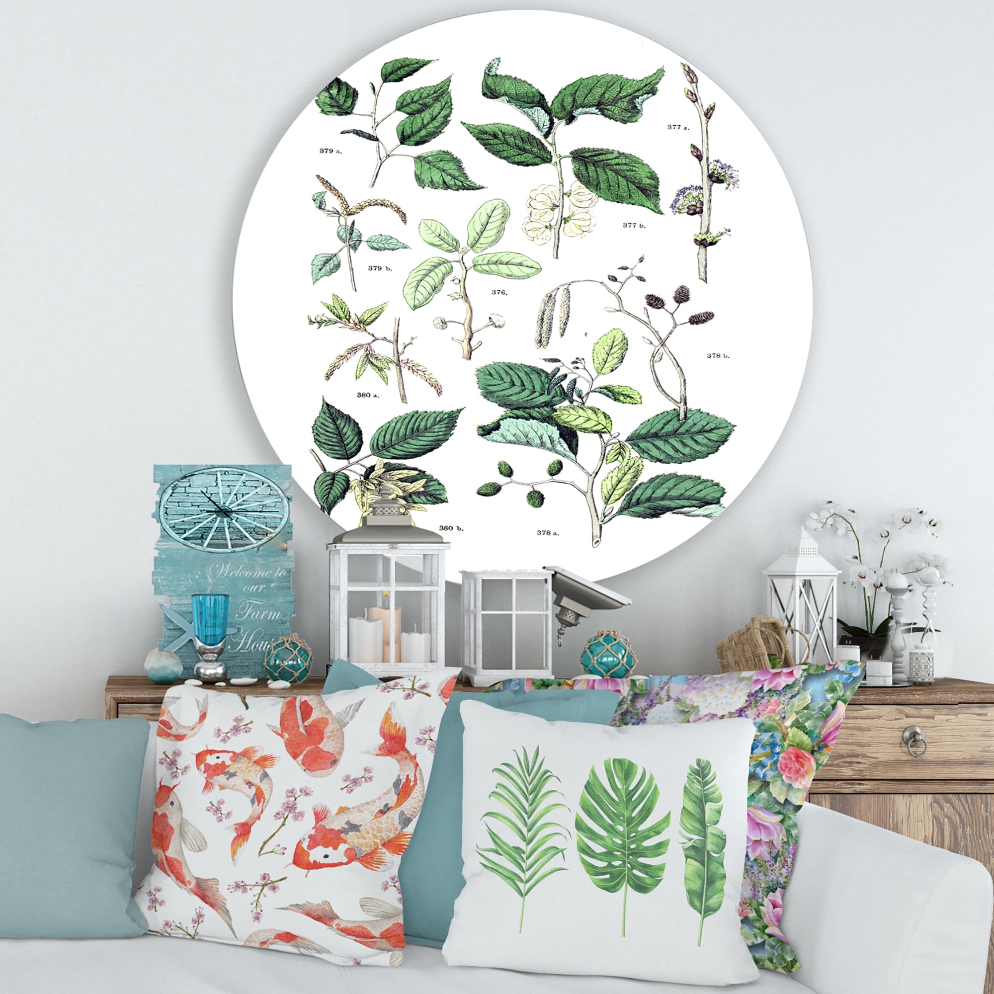 Designart 'Ancient Botanicals VIII' Traditional Circle Metal Wall Art 36x36 - Disc of 36