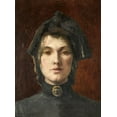 thumbnail image 2 of America Early 20th century 19x24 Black Ornate Wood Framed with Double Matting Museum Art Print Titled - Head of a Girl, 2 of 4