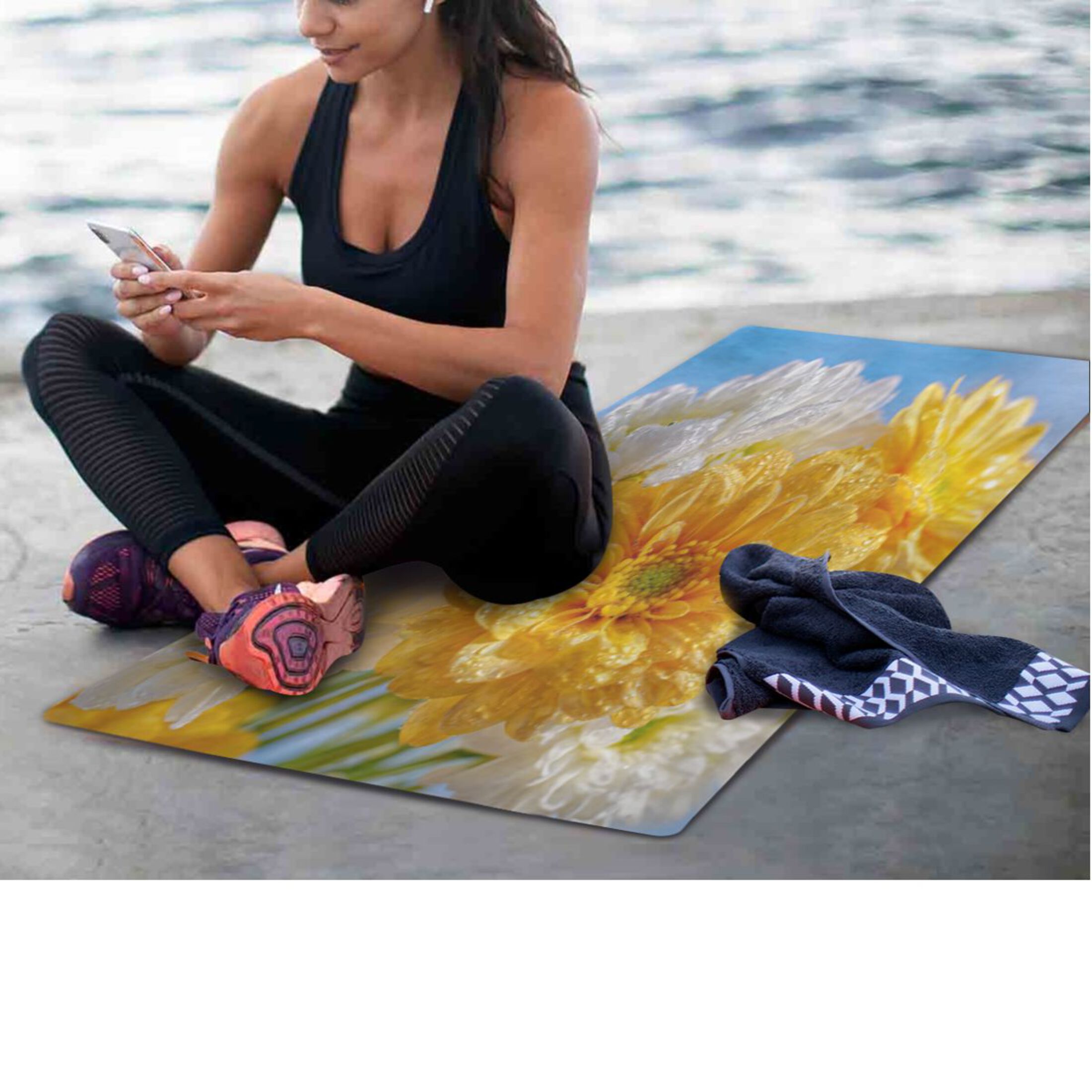 BZSMCE Yoga Mat Women Fitness Mat Sunny Daisies with Morning Dew Pattern