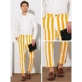 thumbnail image 4 of Unique Bargains Men's Striped Business Pants Slim Fit Flat Front Cropped Pants 32 Yellow White, 4 of 6