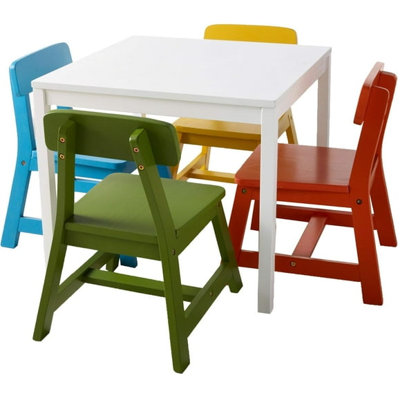 Lipper International 585MC Childs Square Table and 4 Chair Set, Multi-Color