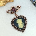 thumbnail image 4 of Heart Cameo Drop Brooch Pin, Brass, 4 of 8