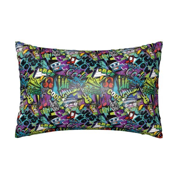 Silk Pillow Case for Hair And Skin Queen - Artistic Graffiti Instrument Notes Cooling Sleep Throw Pillow Covers Standard Size 20x30in, comfort Satin Pillowcase with Zipper for Women Men