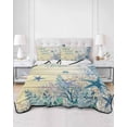 thumbnail image 2 of Twin XL Quilt Bedding Set, Teal Blue Starfish Coastal Reversible Summer Quilt 3 Pieces, Nautical Coral Ocean Wooden Lightweight Bedspreads Coverlets with 2 Pillow Shams for All Seasons, 2 of 5