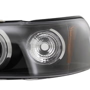 Spec-D Tuning Black LED Halo Projector Headlights + Mesh Hood Grille Compatible with 1993-1997 Toyota Corolla Left + Right Pair Headlamps Assembly