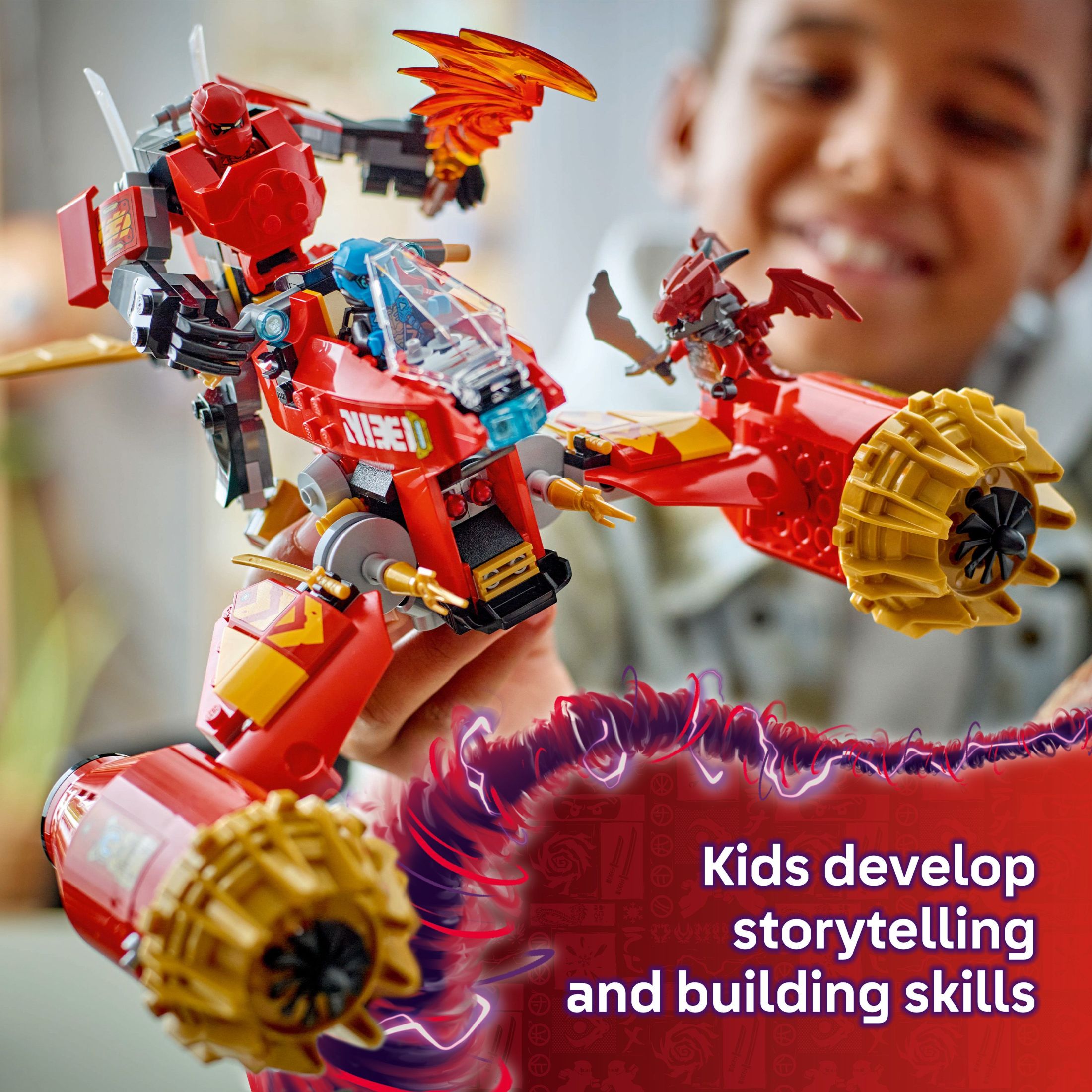 LEGO NINJAGO Jinete de la Tormenta de Kai Figura de Acción - Juguete de Construcción de Juego de Roles para Niños y Niñas, Mayores de 7 Años - Juguete Ninja para Niños con 3 Minifiguras - Idea de Regalo para Cumpleaños - 71830 6