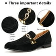 thumbnail image 2 of Men's Suede Leather Faux Leather Loafers Wedding Dress Shoes Black Men's Gold Buckle, Black-05, 11 US, 2 of 5