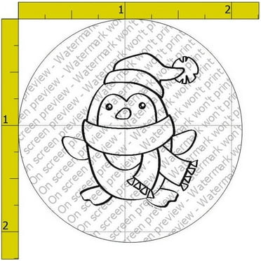 Winter Penguin Paintable Edible Image Cake Topper (2" Round, 12ct)