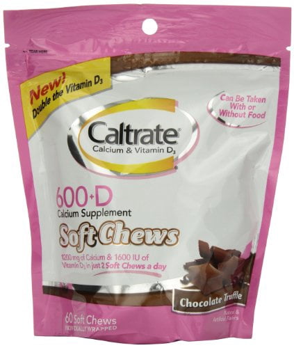 2 Pack - Caltrate Calcium - Vitamin D Soft Chews Chocolate Truffle 60 Each