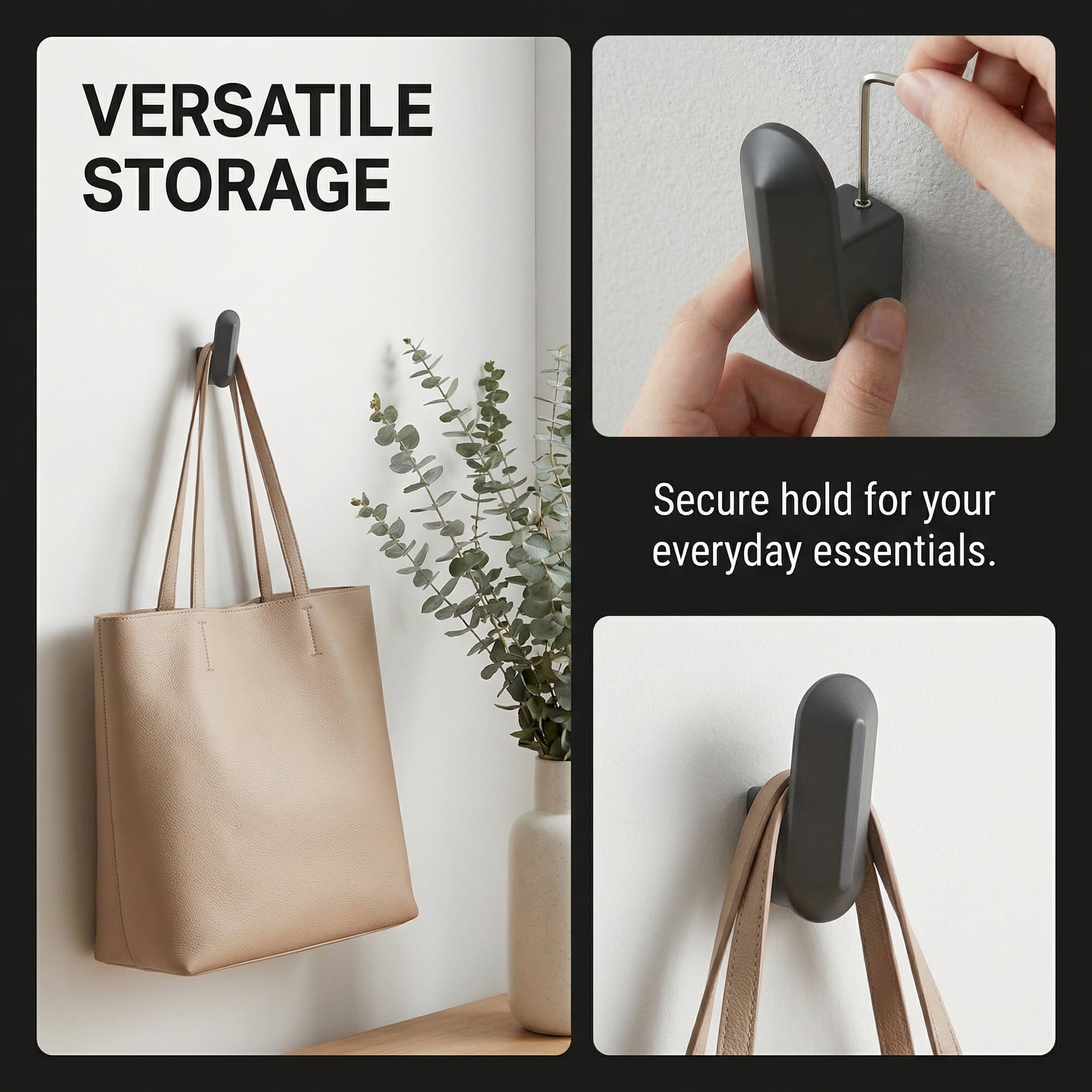Unique Bargains Coat Rack Wall Mount Aluminum Coat 2 Hooks Hat Rack for Entryway Gray