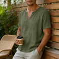 thumbnail image 5 of cocolona Mens Linen T-shirts Summer V Neck Short Sleeve Pullover Tops Casual Loose Solid Color Vintage Tees, 5 of 7