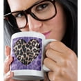 thumbnail image 2 of 3drose, Lavender and Brown Leopard Print Heart Fashion, 11oz Mug, 2 of 6
