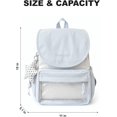 thumbnail image 4 of Sunyuer Women Kawaii Flap Ita Backpack, Large Capacity Clear Front Pocket Backpack with Star Charm, Lightweight Nylon Casual Daypack for School Travel, 4 of 8