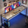 thumbnail image 4 of Computer Desk, 70 Inch Office Desk, Gaming Desk with Storage, Writing Desk Work Desk for Home Office, Study, Long Simple Desk, Large Legroom, Metal Frame, Grey, 4 of 17