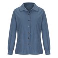 thumbnail image 5 of IROINNID Women's Casual Jacket Turndown Lapel Solid Color Long Sleeve Loose Autumn Loose Button Cardigan Casual Top Shirt, Blue, 5 of 8
