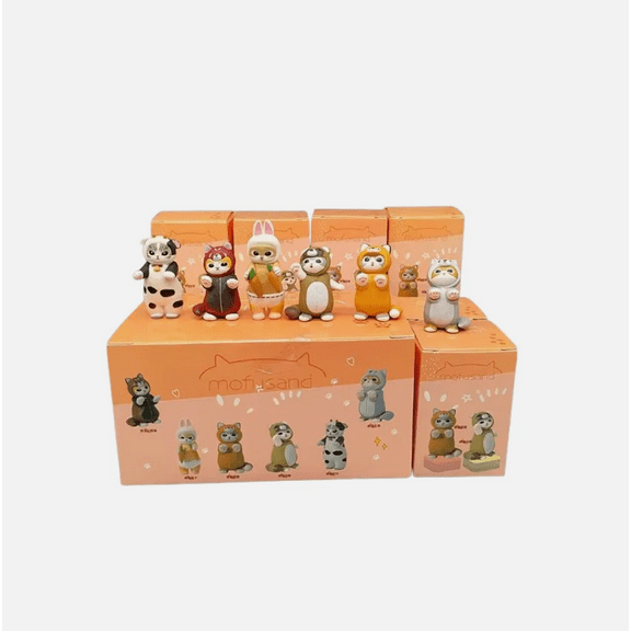 (Set of 6)New Mofusand Cat Cow Rabbit Figure Anime Cartoon Blind Box