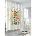 thumbnail image 3 of Bee Flower Shower Curtain, Watercolor Floral Golden Polka Dot Waterproof Shower Curtain Set with 12 Hooks Lightweight Washable Fabric Shower Curtains for Bathroom 60x72 Inches, 3 of 6