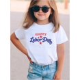 thumbnail image 1 of Girls' Happy Labor Graphic T-Shirt - Cute Cartoon Letter Print with Stars, Light Grey Casual Short Sleeve Round Neck Tee, Spring Summer Machine Washable Top for Kids & Teens, Holiday Gift Idea, S, 1 of 6