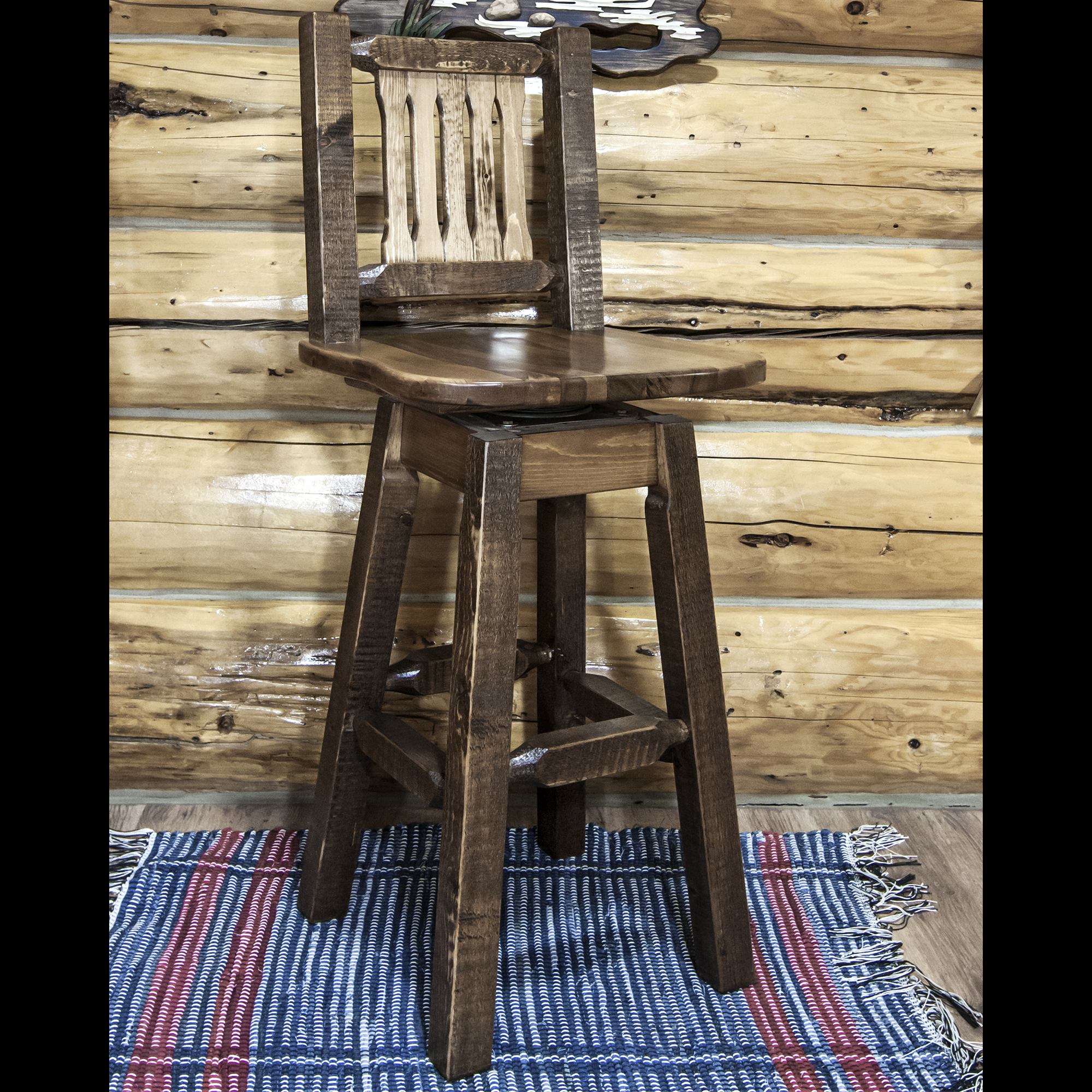 Homestead Collection Barstool w/ Back Swivel, Stain Clear Lacquer Finish for sale Mesa, AZ