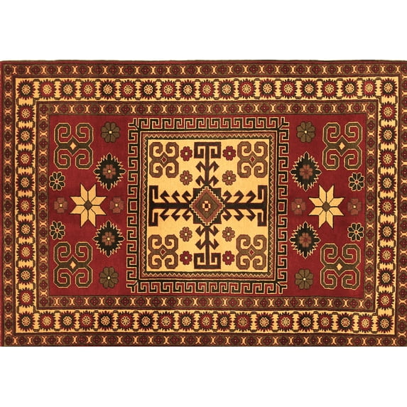 Ahgly Company Indoor Rectangle Geometric Brown Traditional Area Rugs, 8' x 12'