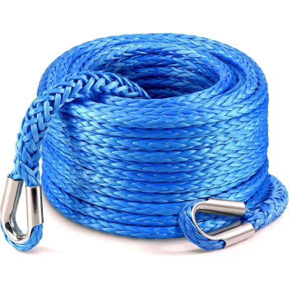 Winch Rope Extension 3/8 Inch x 92 Ft 26,500 Lbs, Synthetic Winch Extension Cable Line for Off Road Vehicle ATV UTV Truck etc (Blue)