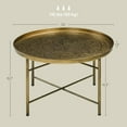 thumbnail image 7 of Demi Bonn Coffee Table for Living Room, 24" Round Center Table with Hammered Tray Top and Metal Frame for Bedroom, Living Room, Gold, 7 of 7