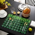 thumbnail image 3 of St. Patrick's Day Placemats Set of 12, Spring Shamrocks Farmhouse Green Checkered Placemats for Dining Table, Place Mats for Kitchen Tabletop, Waterproof Wipeable Dining Table Mats Set, 3 of 9