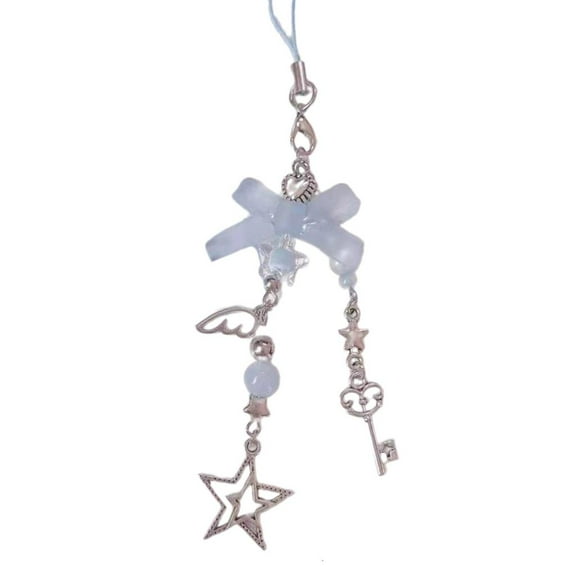 WE-POLUJ Sweet Bowknot Butterfly Pendant Phone Charm Chain Strap Bag Decoration Lanyard