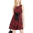 thumbnail image 1 of maison Jules Vestido acampanado y con botones en la parte delantera para mujer, rojo, 4, 1 of 1