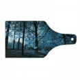 thumbnail image 1 of Woodland Cutting Board, September Afternoon in Woodland Autumn Nature Picture Print, Decorative Tempered Glass Cutting and Serving Board, Wine Bottle Shape, Blue Black, by Ambesonne, 1 of 1