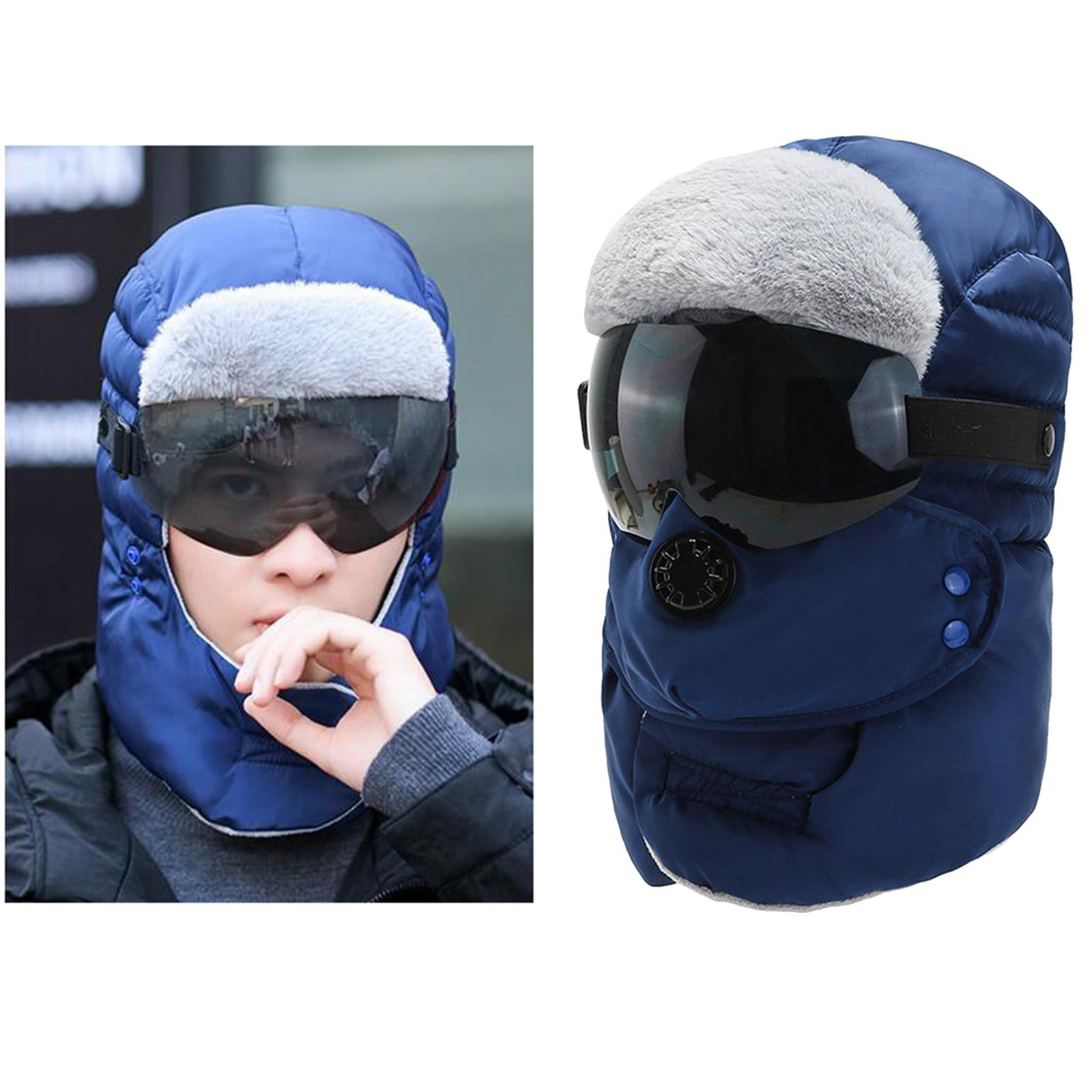 Details about   Thermal Fur Lined Trapper Hat with Ear Flap Full Face Neck Warmer Windproof 