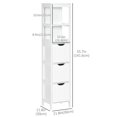 thumbnail image 3 of kleankin Narrow Bathroom Storage Cabinet, Freestanding Linen Tower White, 3 of 10