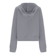 thumbnail image 4 of Solid Color Cropped Hoodies for Women Oversize Fit Autumn Sweatshirt Zipped Closure Zip-up Hoodie Streetwear with Pockets Gym Workout Athleisure Casual Essentials, 4 of 5