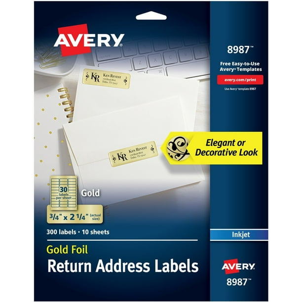 Avery Foil Mailing Labels, Gold, 3/4
