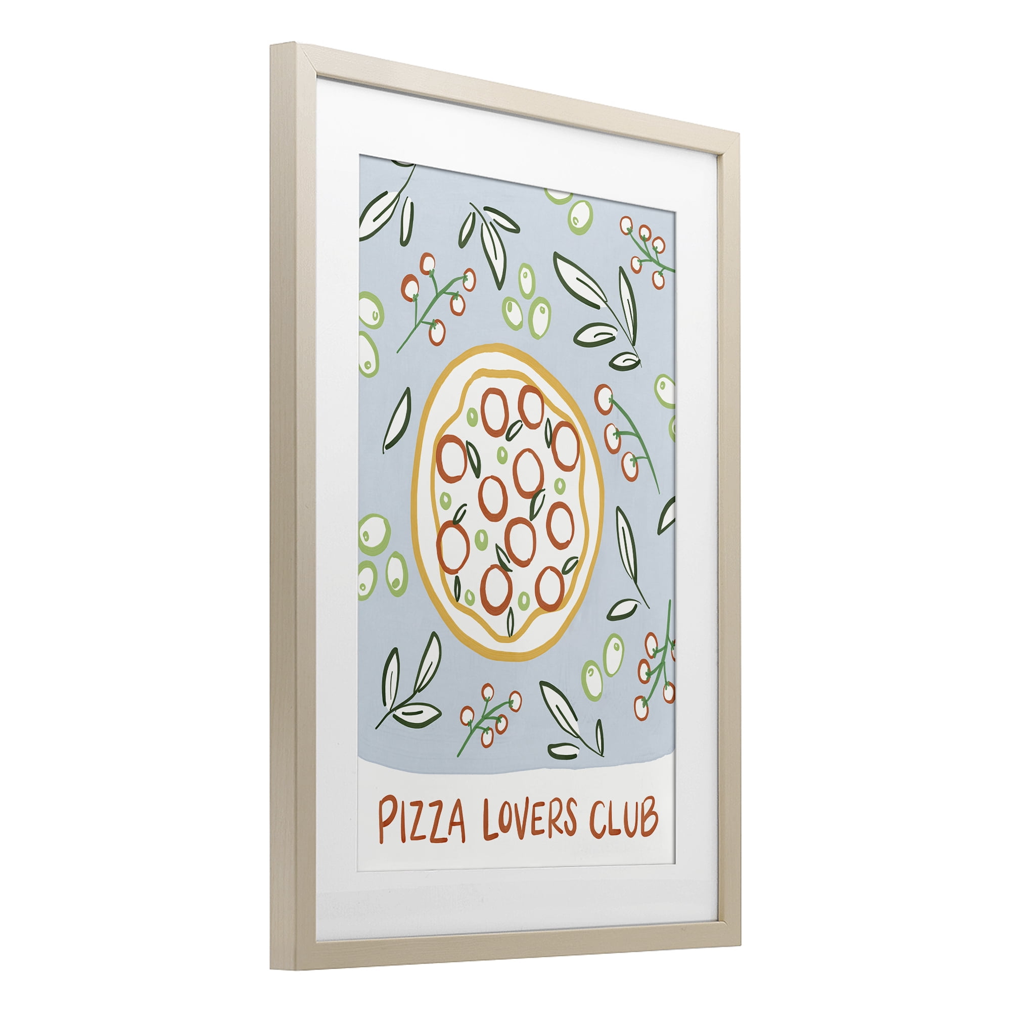 Stupell Industries Pizza Lovers Club Birch Framed Print Under Glass, design by Amanda Houston