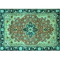 thumbnail image 1 of Ahgly Company Machine Washable Indoor Rectangle Medallion Turquoise Blue Traditional Area Rugs, 2' x 3', 1 of 4