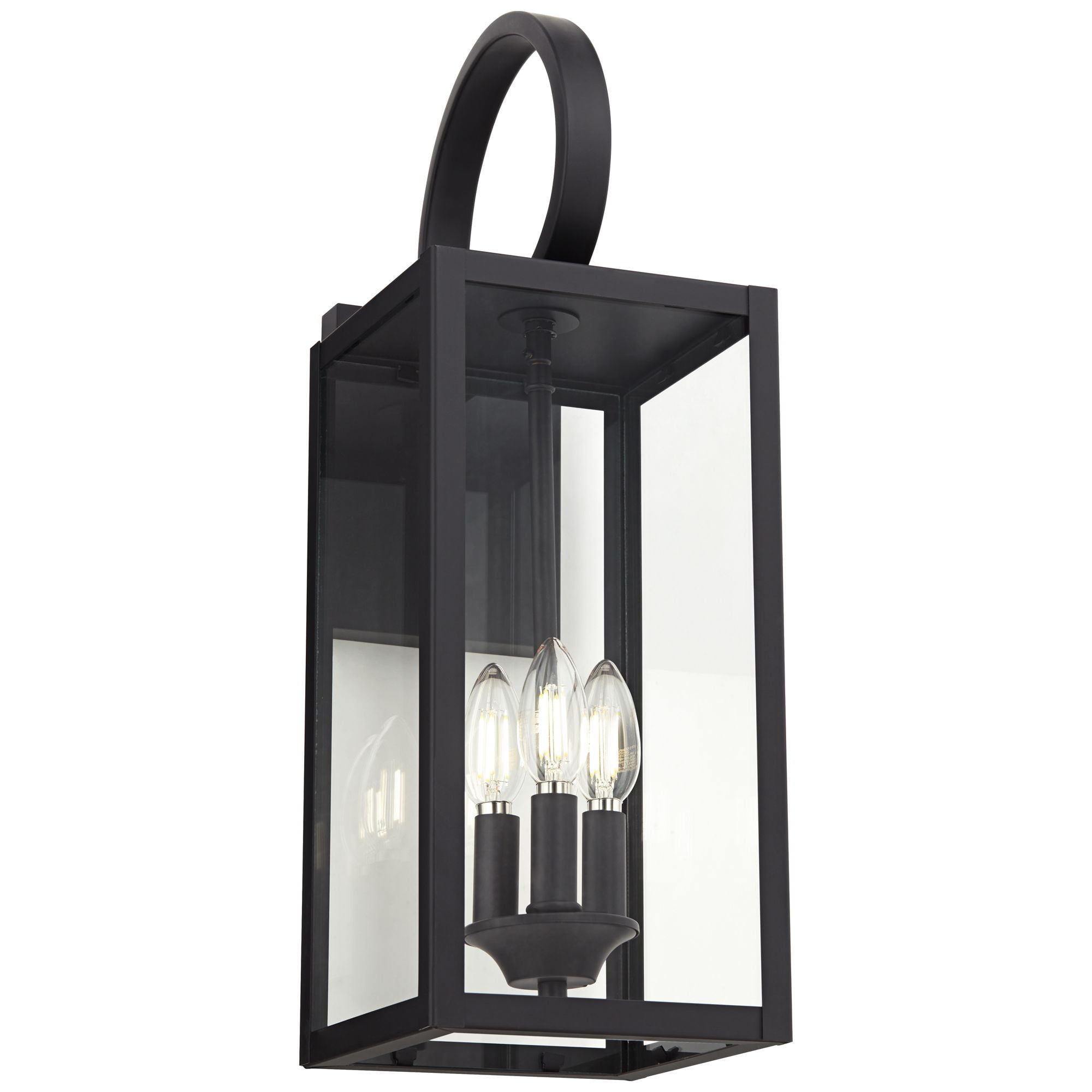 John Timberland Mira Modern Outdoor Wall Light Fixture Flat Black 21 1/2" Clear Glass for Post Exterior Barn Deck House Porch Yard Posts Patio Home