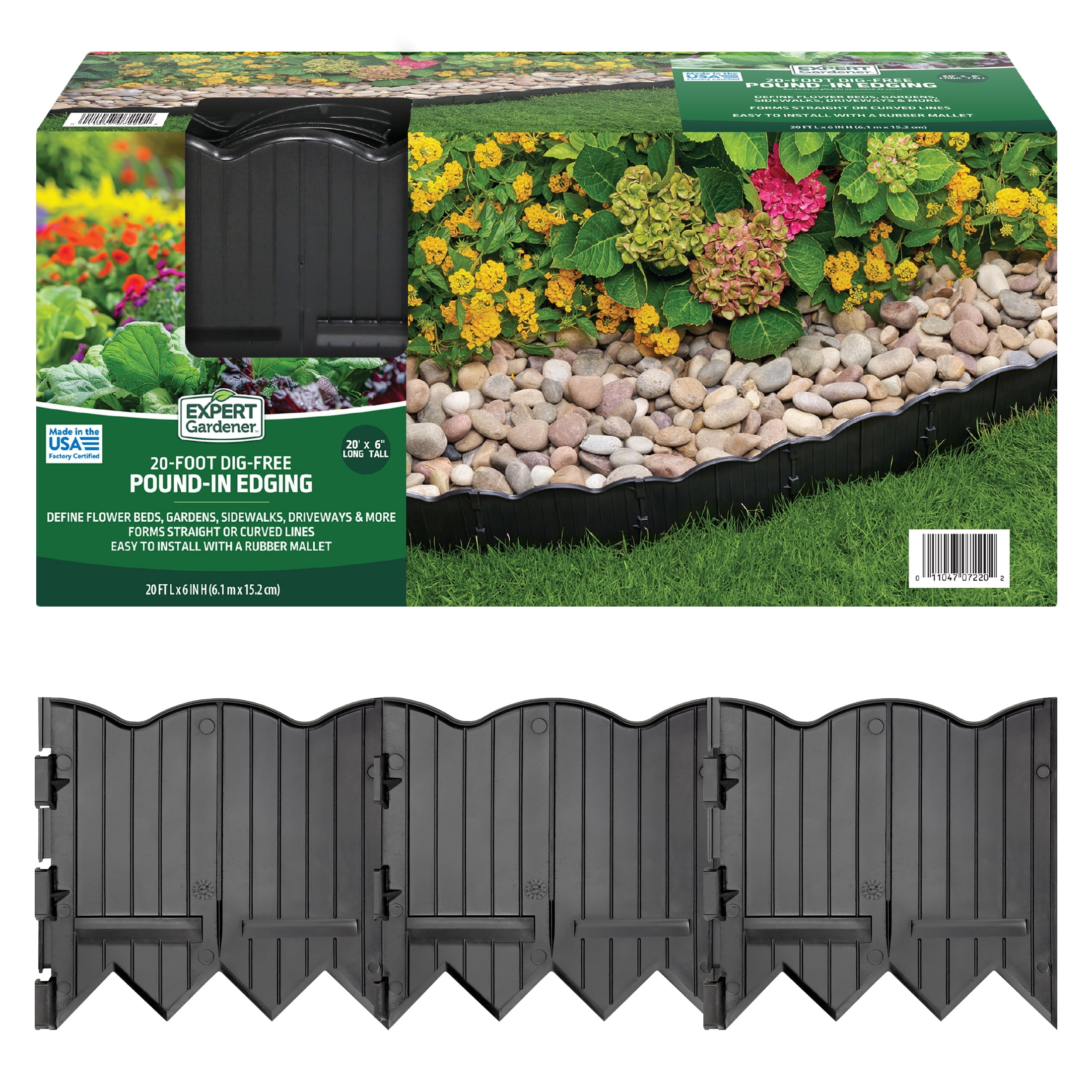 Expert Gardener 6" x 20' Scallop Black Plastic Garden Border Edging