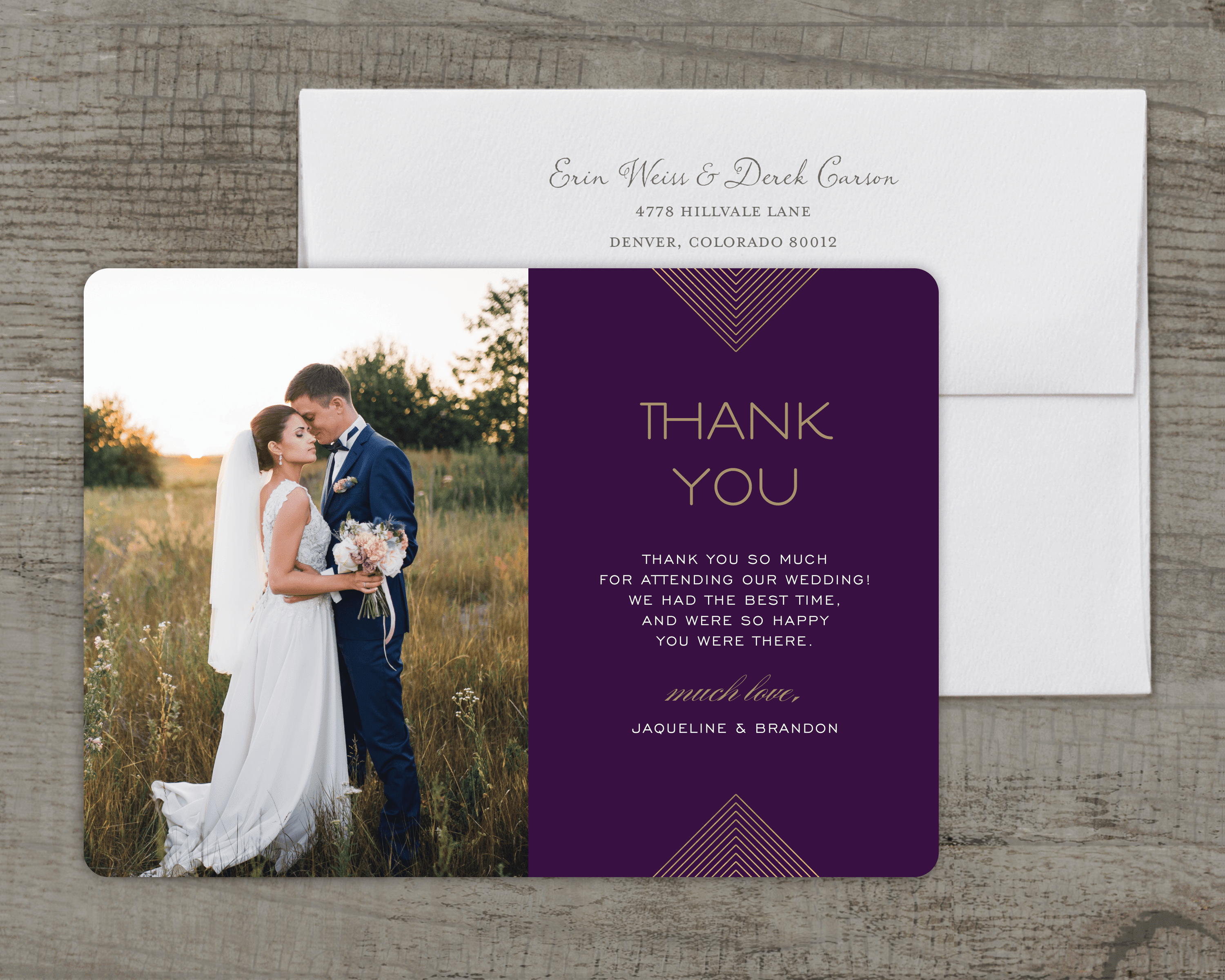 personalized wedding thank you card modern geo 5 x 7 flat deluxe