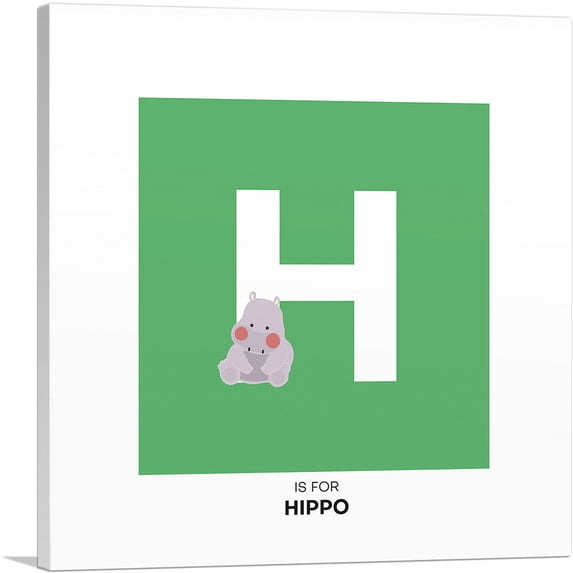 ARTCANVAS Kids Animal Alphabet Letter H Canvas Art Print - Size: 36" x 36" (1.50" Deep)