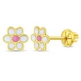 thumbnail image 1 of 14k Yellow Gold Girl's 5mm Enamel Color Small Daisy Flower Screw Back Earrings, 1 of 6