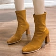 thumbnail image 2 of PEASKJP Women's Chelsea Boots Chunky Block Heel Zipper Ankle Booties, Yellow 41, 2 of 5