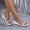Silver, variant on Women's Woven Strap Glitter Wedge Platform Sandals, Thick Sole Elevated Comfort Casual Summer Beach Slippers Gold 41