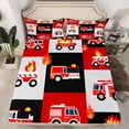 thumbnail image 2 of Castle Fairy Kids Boys Girls Kawaii Fire Truck Full Size Sheets,Geometric Plaid Bed Sheets, 2 of 7