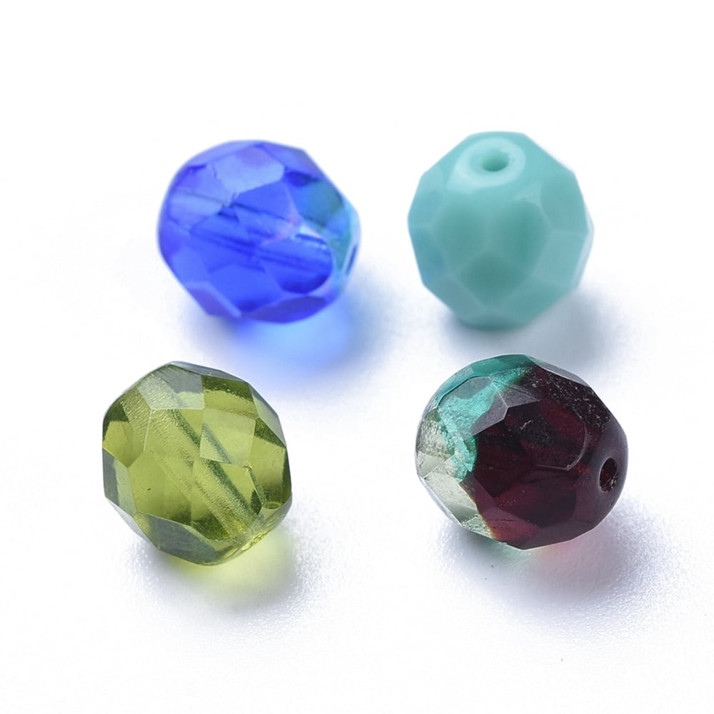 Transparent Czech Glass Beads Faceted Oval Mixed Color 7~7.5x8mm Hole: 1mm about 240pcs/bag
