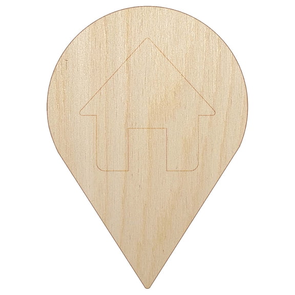 Map Home Location Marker Symbol Wood Shape Unfinished Piece Cutout Craft DIY Projects - 4.70 Inch Size - 1/8 Inch Thick