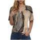 thumbnail image 1 of Blusas de Manga Corta para las Mujeres Impresas 3/4 Manga Cuello Redondo Blusa Casual, Ligero Diario Superior, 1 of 5